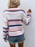 'Eulalie' Striped Pullover Knit Sweater - Celes Fashion